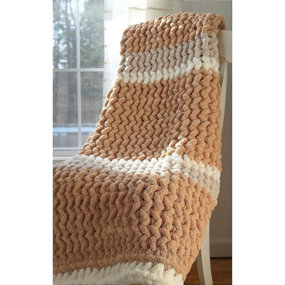 Handmade Chunky Chenille Knit Blanket 40 X 57 reversible